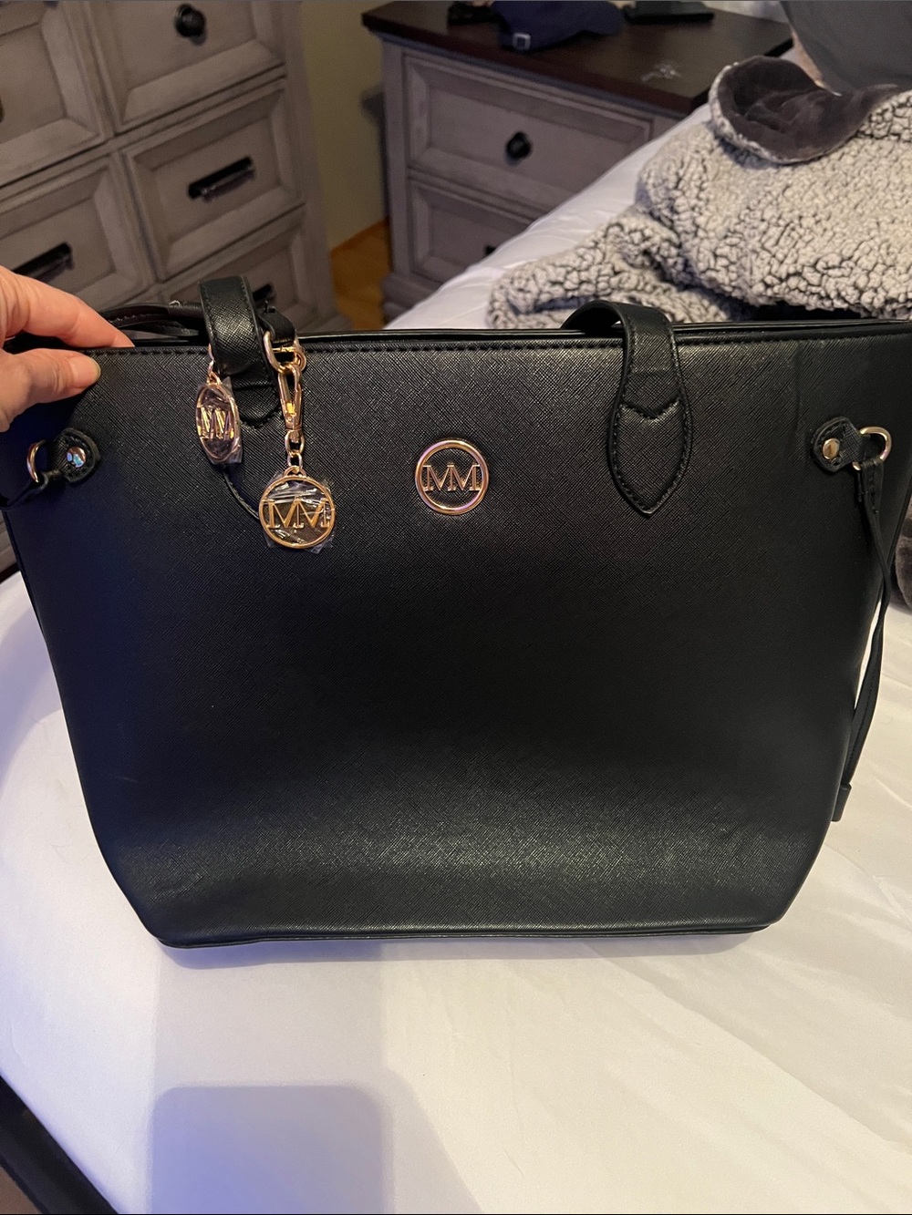 Marilyn Monroe Black Tote with Gold Logo Charms
